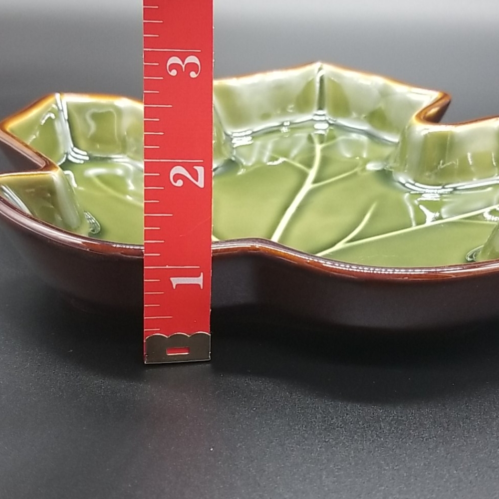 Maple and Oak Leaf Green and Brown Ceramic Dishes - Picture 6 of 10